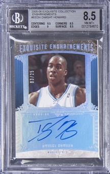2005-06 UD "Exquisite Collection" Enshrinements #EEDH Dwight Howard Signed Card (#03/25) - BGS NM-MT+ 8.5/BGS 9